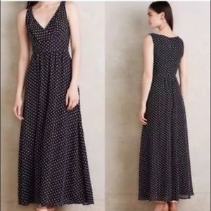 Long Black Dress, embroidered dots, gently worn